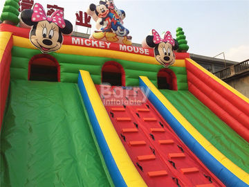 Kids Bounce Castle สนามเด็กเล่นทำให้พอง / สวนสนุกเป่าลม Mickey Cartoon สวนสนุกเป่าลม